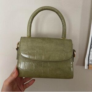 Sage green croc mini bag